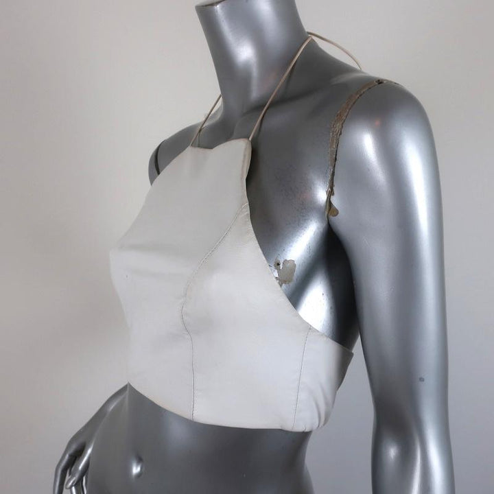 Rag &amp; Bone Halter Crop Top Daytona White Leather Size Extra Small available at CelebrityOwned.com img_3