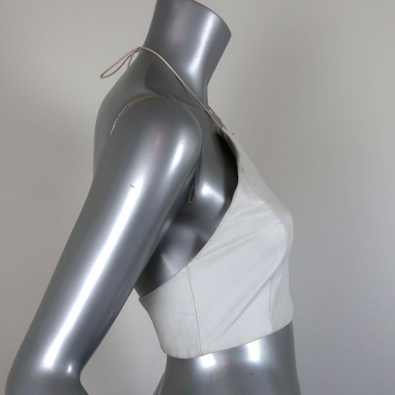 Rag &amp; Bone Halter Crop Top Daytona White Leather Size Extra Small available at CelebrityOwned.com img_4