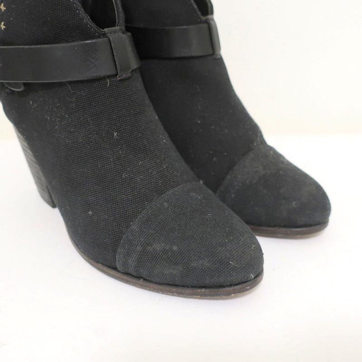 Rag &amp; Bone Harrow Ankle Boots Black Canvas Size 39 High Heel Booties available at CelebrityOwned.com img_2