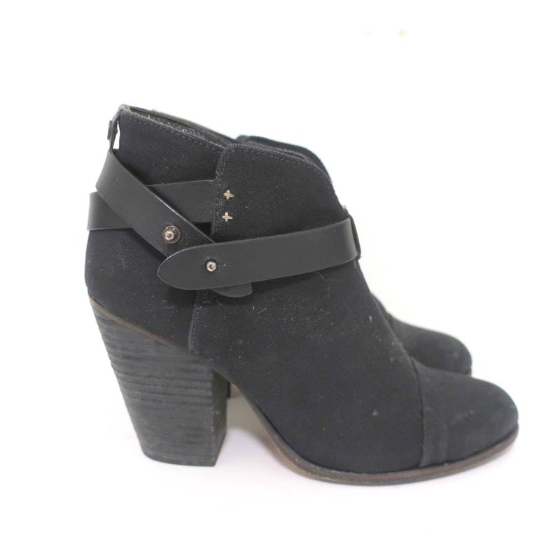 Rag &amp; Bone Harrow Ankle Boots Black Canvas Size 39 High Heel Booties available at CelebrityOwned.com img_3