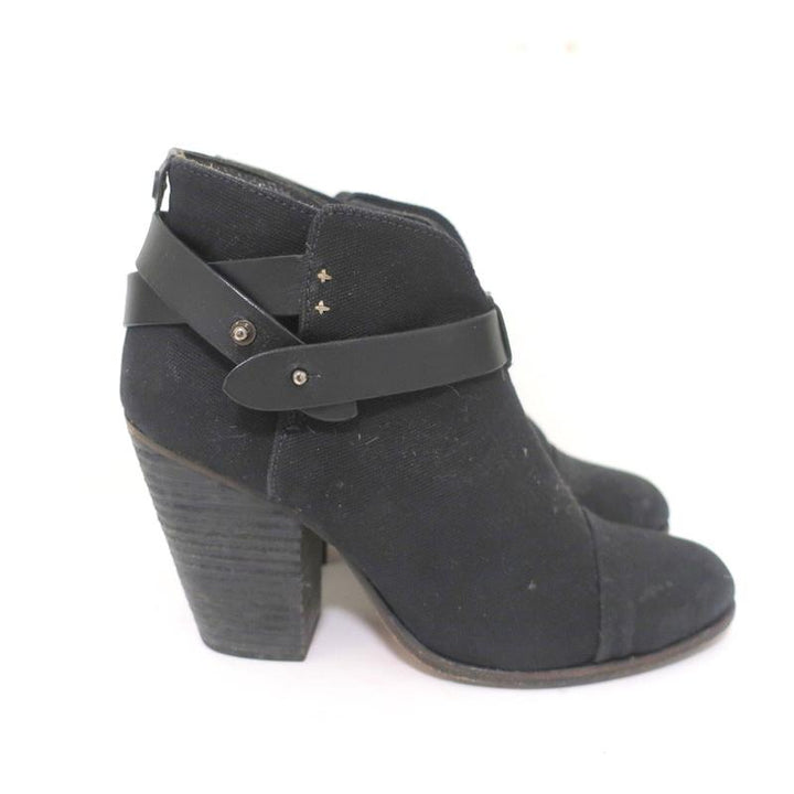 Rag &amp; Bone Harrow Ankle Boots Black Canvas Size 39 High Heel Booties available at CelebrityOwned.com img_3