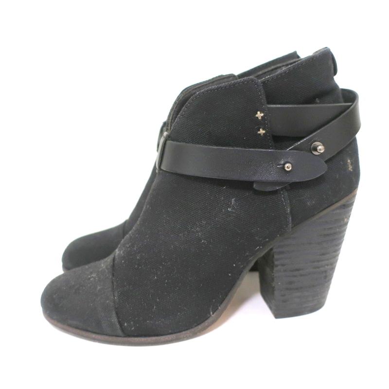 Rag &amp; Bone Harrow Ankle Boots Black Canvas Size 39 High Heel Booties available at CelebrityOwned.com img_6