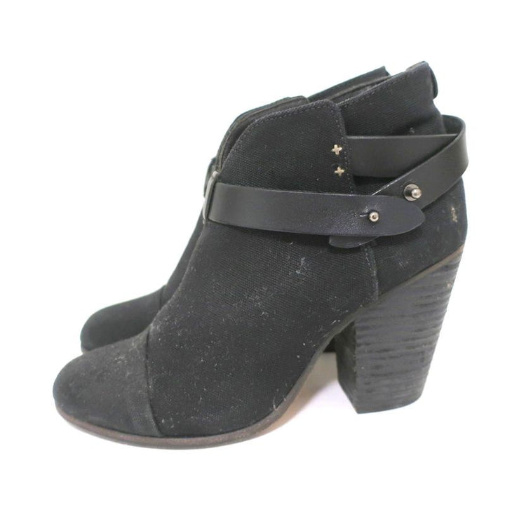 Rag &amp; Bone Harrow Ankle Boots Black Canvas Size 39 High Heel Booties available at CelebrityOwned.com img_6