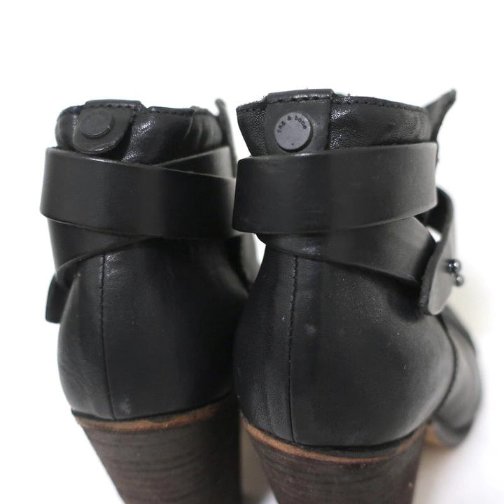 Rag &amp; Bone Harrow Ankle Boots Black Leather Size 37.5 Ankle Strap Booties available at CelebrityOwned.com img_10