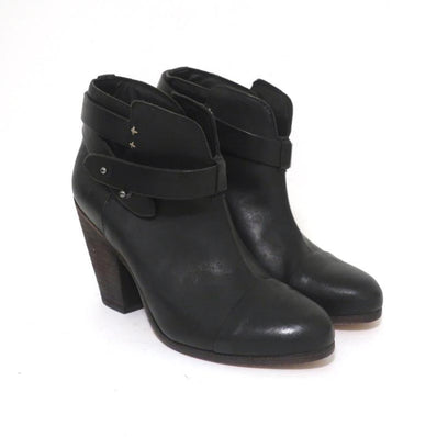 Rag & Bone Harrow Ankle Boots Black Leather Size 37.5 Ankle Strap Booties available at CelebrityOwned.com img_1