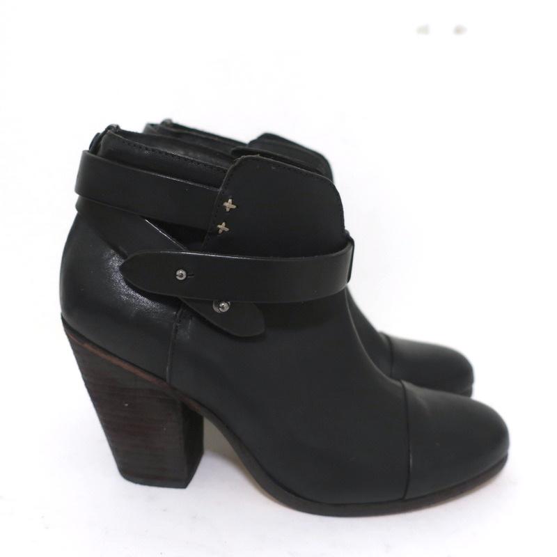 Rag &amp; Bone Harrow Ankle Boots Black Leather Size 37.5 Ankle Strap Booties available at CelebrityOwned.com img_2