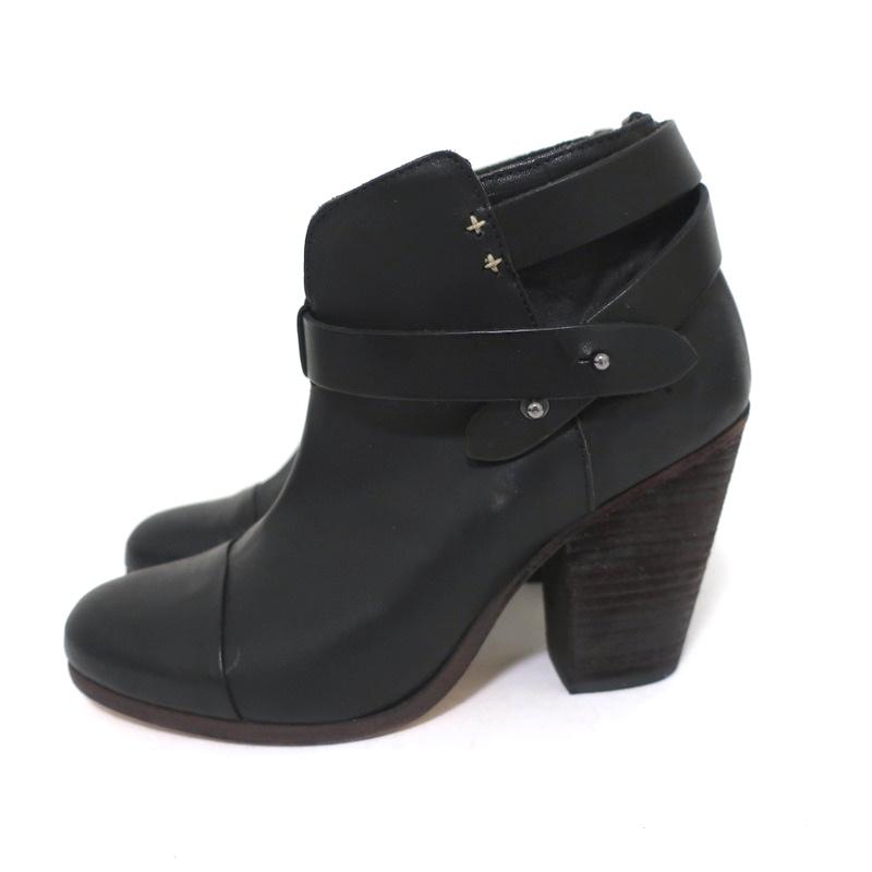 Rag &amp; Bone Harrow Ankle Boots Black Leather Size 37.5 Ankle Strap Booties available at CelebrityOwned.com img_6