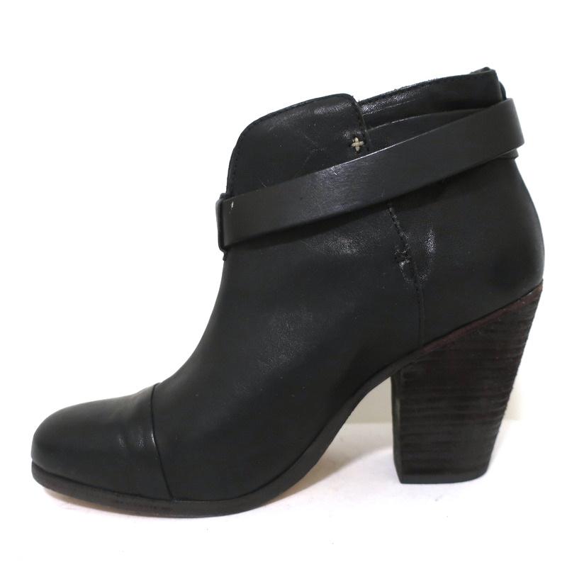 Rag &amp; Bone Harrow Ankle Boots Black Leather Size 37.5 Ankle Strap Booties available at CelebrityOwned.com img_8