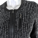 Rag & Bone Jacket Paula Black Leather-Trim Ribbed Knit Size Extra Small available at CelebrityOwned.com img_2