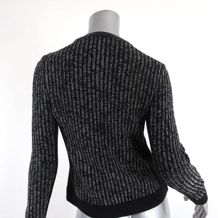 Rag &amp; Bone Jacket Paula Black Leather-Trim Ribbed Knit Size Extra Small available at CelebrityOwned.com img_5