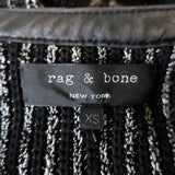 Rag & Bone Jacket Paula Black Leather-Trim Ribbed Knit Size Extra Small available at CelebrityOwned.com img_6