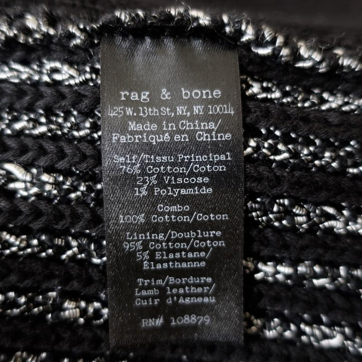 Rag &amp; Bone Jacket Paula Black Leather-Trim Ribbed Knit Size Extra Small available at CelebrityOwned.com img_7