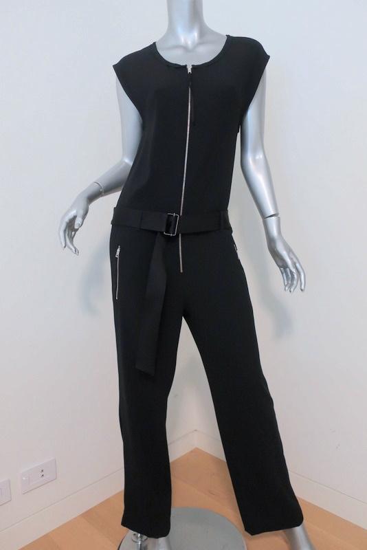Rag &amp; Bone Jumpsuit Mareth Black Crepe Size 2 Cap Sleeve Zip-Front available at CelebrityOwned.com img_1