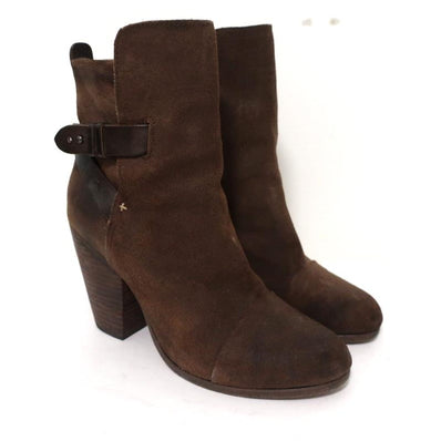 Rag & Bone Kinsey Ankle Boots Brown Suede & Leather Size 38 High Heel available at CelebrityOwned.com img_1