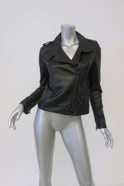 Rag & Bone Leather Moto Jacket Black Size 2 Biker Jacket available at CelebrityOwned.com img_1