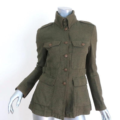 Rag & Bone Military Jacket Leigh Olive Cotton Size 2 available at CelebrityOwned.com img_1