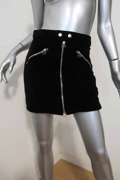 Rag & Bone Mini Skirt Racer Black Velvet Size 2 NEW available at CelebrityOwned.com img_1