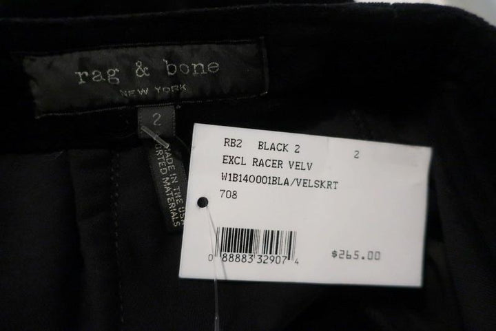 Rag &amp; Bone Mini Skirt Racer Black Velvet Size 2 NEW available at CelebrityOwned.com img_7