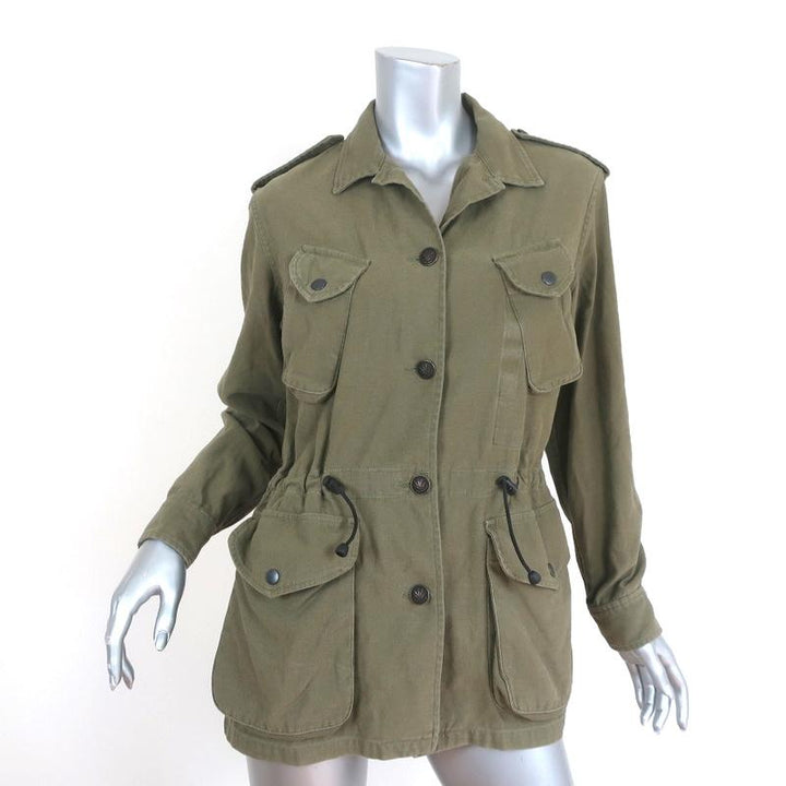 Rag &amp; Bone Ohara Utility Jacket Olive Cotton-Blend Size 2 available at CelebrityOwned.com img_1