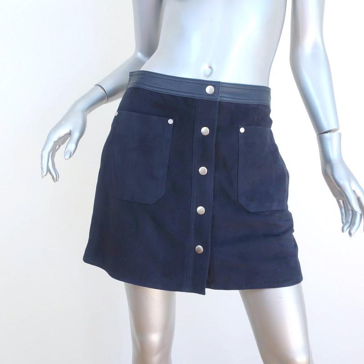 Rag &amp; Bone Snap-Front Mini Skirt Siggy Navy Suede Size 4 NEW available at CelebrityOwned.com img_1