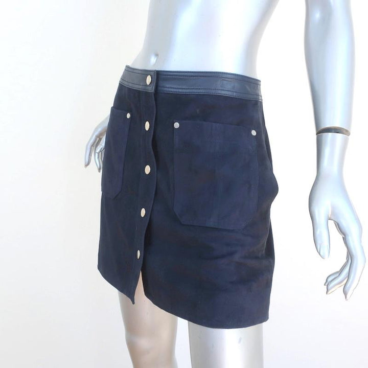 Rag &amp; Bone Snap-Front Mini Skirt Siggy Navy Suede Size 4 NEW available at CelebrityOwned.com img_3