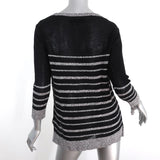 Rag & Bone Sweater Azra Black/Gray Striped Cotton Knit Pullover Size Small available at CelebrityOwned.com img_4