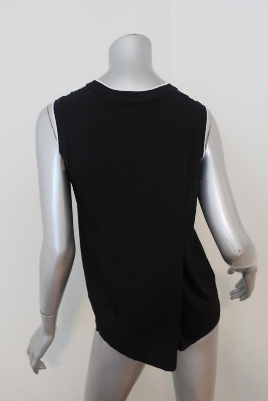 Rag &amp; Bone Tank Abby Black Ribbed-Trim Jersey Size Small Crossover-Back Top available at CelebrityOwned.com img_5