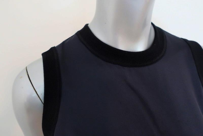 Rag &amp; Bone Tank Darcie Navy Satin &amp; Black Ribbed Knit Size Small Sleeveless Top available at CelebrityOwned.com img_2