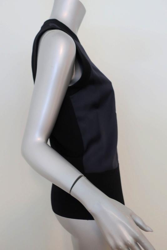 Rag &amp; Bone Tank Darcie Navy Satin &amp; Black Ribbed Knit Size Small Sleeveless Top available at CelebrityOwned.com img_4