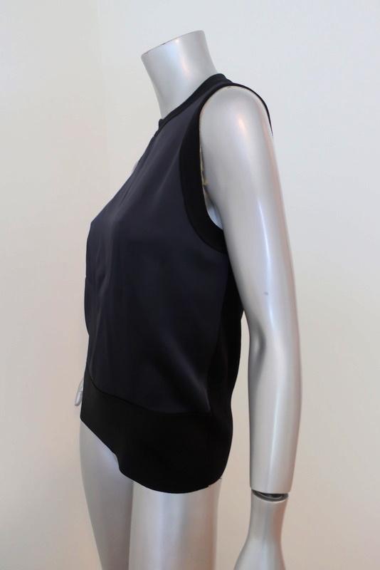 Rag &amp; Bone Tank Darcie Navy Satin &amp; Black Ribbed Knit Size Small Sleeveless Top available at CelebrityOwned.com img_5