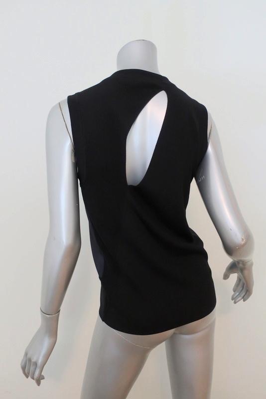 Rag &amp; Bone Tank Darcie Navy Satin &amp; Black Ribbed Knit Size Small Sleeveless Top available at CelebrityOwned.com img_6