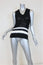 Rag & Bone Top Dina Black/White Striped Cotton-Blend Size Small Sweater Vest
