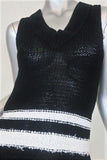 Rag & Bone Top Dina Black/White Striped Cotton-Blend Size Small Sweater Vest available at CelebrityOwned.com img_2