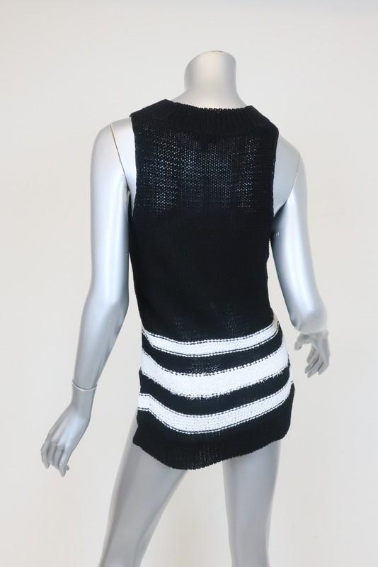 Rag &amp; Bone Top Dina Black/White Striped Cotton-Blend Size Small Sweater Vest available at CelebrityOwned.com img_4