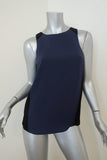 Rag & Bone Top Navy/Black Colorblock Crepe Size Small Sleeveless Zip-Back Blouse available at CelebrityOwned.com img_1
