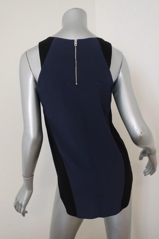 Rag &amp; Bone Top Navy/Black Colorblock Crepe Size Small Sleeveless Zip-Back Blouse available at CelebrityOwned.com img_5
