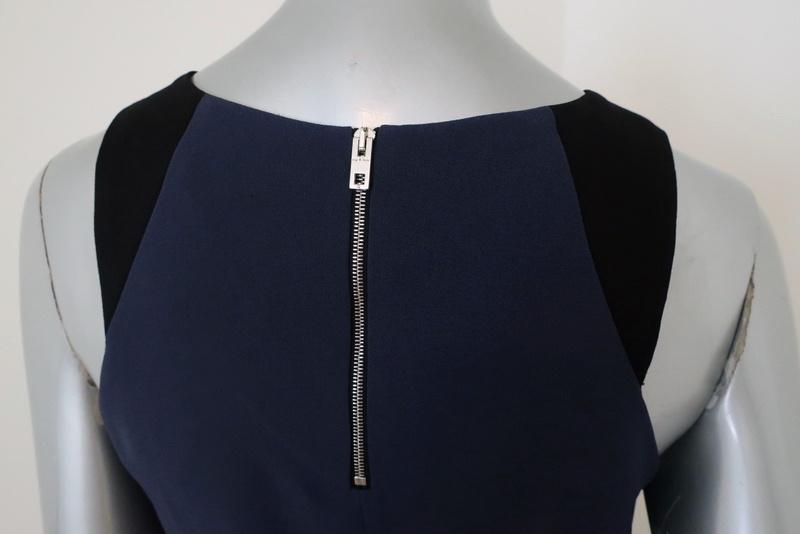 Rag &amp; Bone Top Navy/Black Colorblock Crepe Size Small Sleeveless Zip-Back Blouse available at CelebrityOwned.com img_6