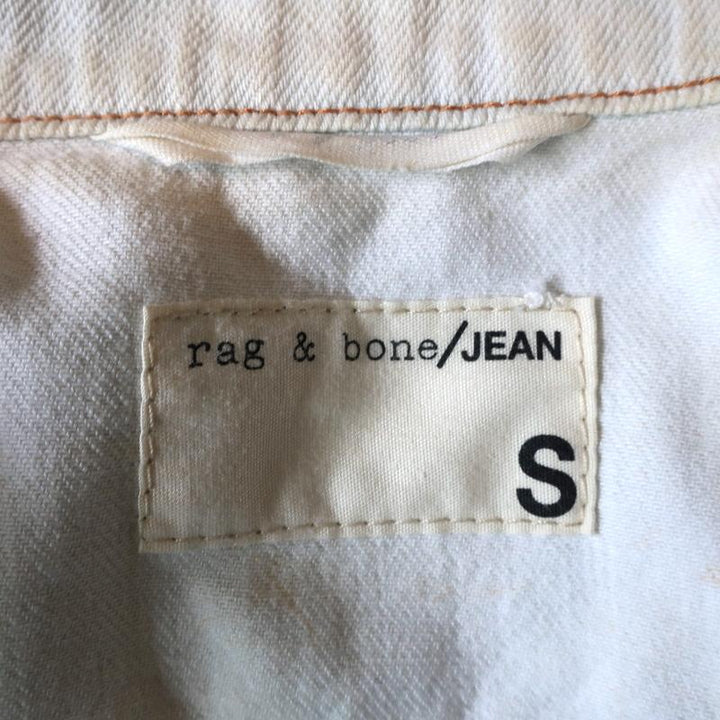 Rag &amp; Bone/JEAN Jean Jacket with Leather Sleeves Bleach Out/Black Size Small available at CelebrityOwned.com img_8