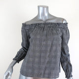 Rag & Bone/JEAN Off the Shoulder Top Drew Black & White Gingham Size Extra Small available at CelebrityOwned.com img_1