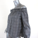 Rag & Bone/JEAN Off the Shoulder Top Drew Black & White Gingham Size Extra Small available at CelebrityOwned.com img_2
