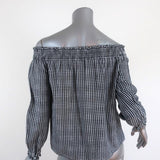 Rag & Bone/JEAN Off the Shoulder Top Drew Black & White Gingham Size Extra Small available at CelebrityOwned.com img_5