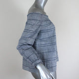 Rag & Bone/JEAN Off the Shoulder Top Drew Blue Striped Cotton Size Extra Small available at CelebrityOwned.com img_3