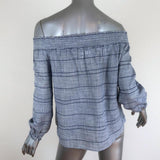 Rag & Bone/JEAN Off the Shoulder Top Drew Blue Striped Cotton Size Extra Small available at CelebrityOwned.com img_4