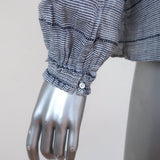 Rag & Bone/JEAN Off the Shoulder Top Drew Blue Striped Cotton Size Extra Small available at CelebrityOwned.com img_5