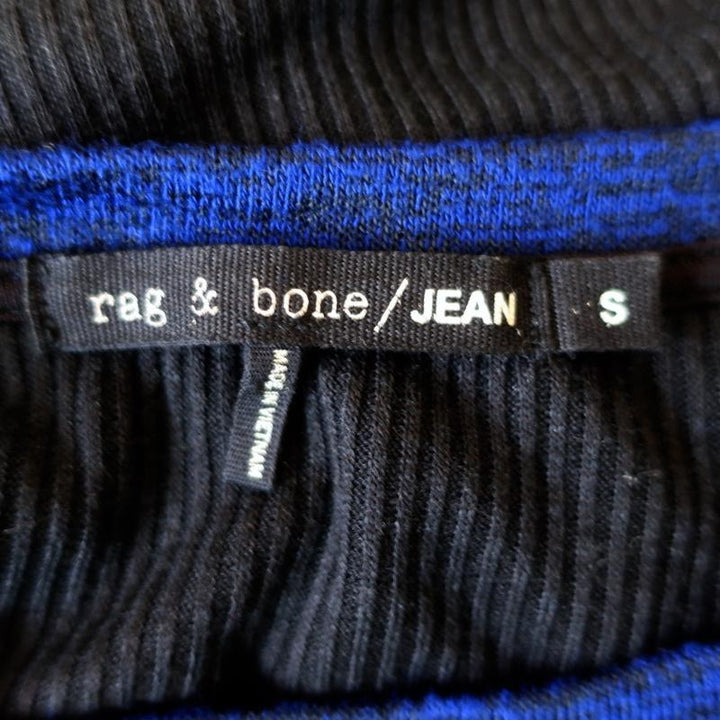 Rag &amp; Bone/JEAN Sweater Blue &amp; Black Stretch Jersey Size Small Crewneck Pullover available at CelebrityOwned.com img_5