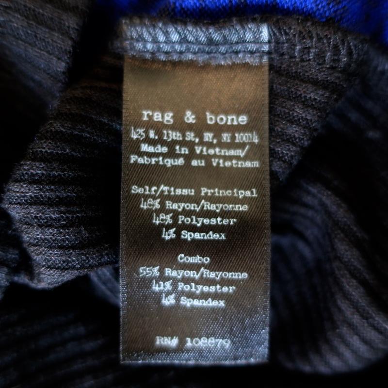 Rag &amp; Bone/JEAN Sweater Blue &amp; Black Stretch Jersey Size Small Crewneck Pullover available at CelebrityOwned.com img_6