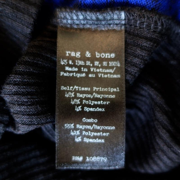Rag &amp; Bone/JEAN Sweater Blue &amp; Black Stretch Jersey Size Small Crewneck Pullover available at CelebrityOwned.com img_6