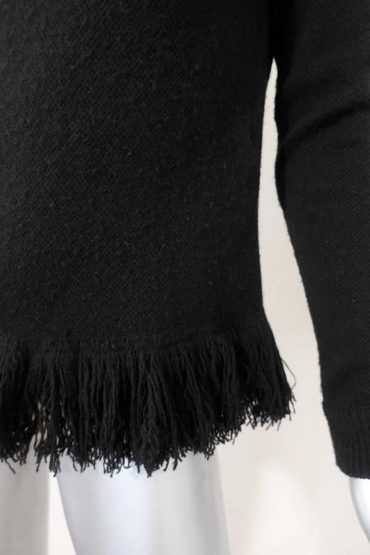 Ralph Lauren Purple Label Fringed Cashmere Sweater Black Size Extra Small available at CelebrityOwned.com img_3