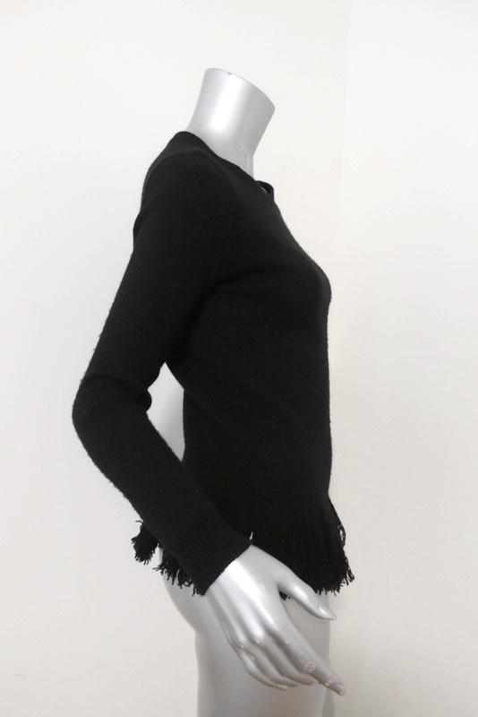 Ralph Lauren Purple Label Fringed Cashmere Sweater Black Size Extra Small available at CelebrityOwned.com img_4