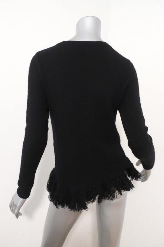 Ralph Lauren Purple Label Fringed Cashmere Sweater Black Size Extra Small available at CelebrityOwned.com img_5
